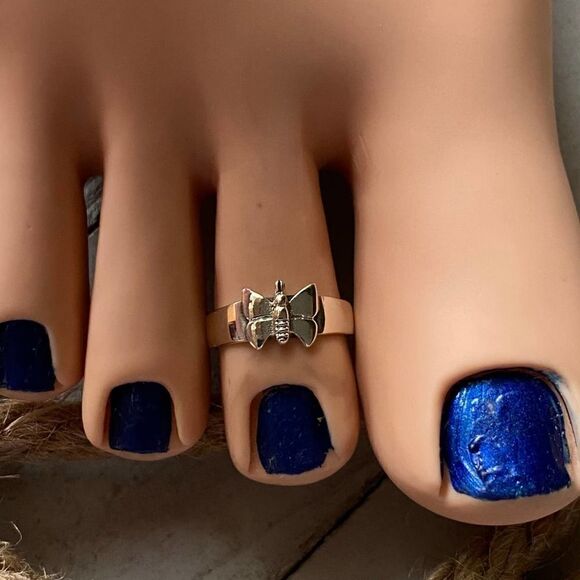Sterling Silver Butterfly Toe Ring Midi Ring - Picture 2 of 4